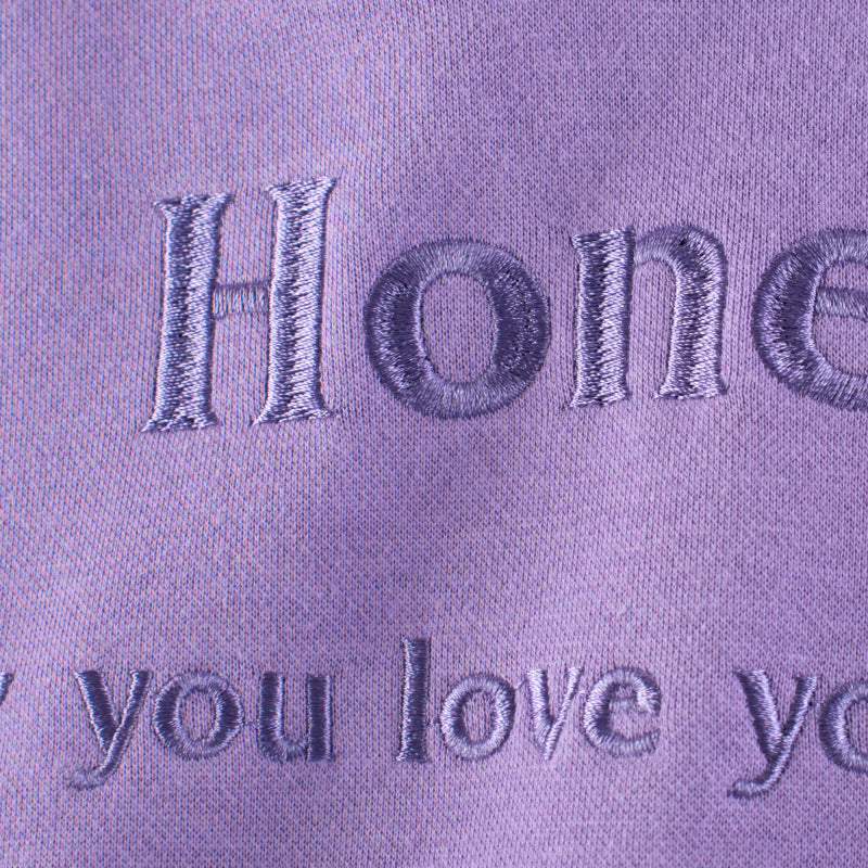 Honey Embroidered Pattern Solid Color Sweatshirt