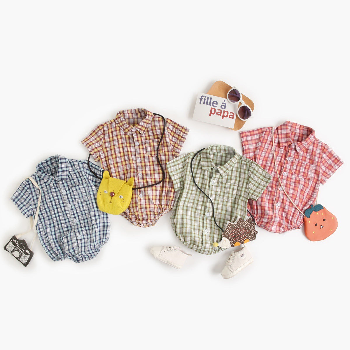 Plaid Pattern Button Down Onesie by MyKids-USA™