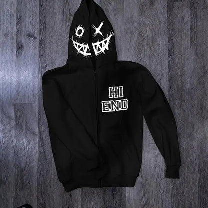 Y2K Grunge Full Face Zip Hoodie