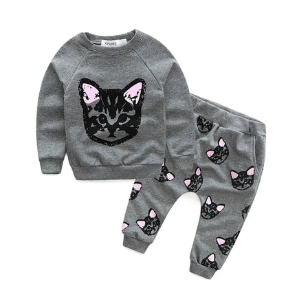 Long Sleeve Kitten Two-Piece Cotton Set