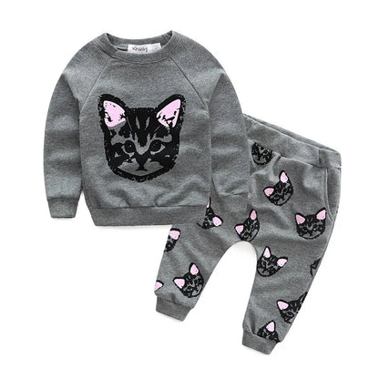 Long Sleeve Kitten Two-Piece Cotton Set