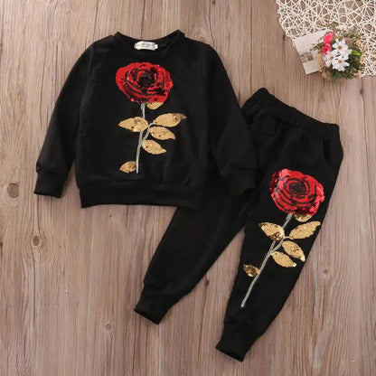 Two-Piece Sequin Rose Flower Set